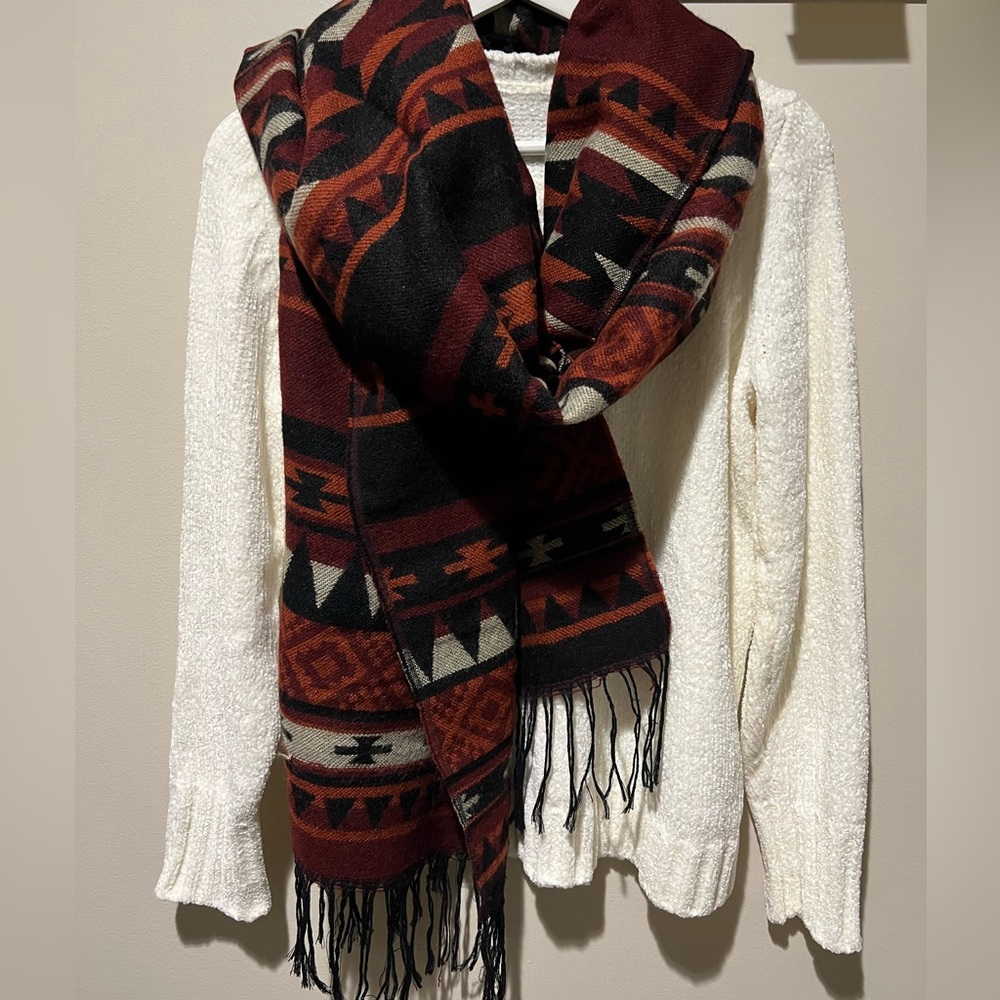 Warm Red Aztec Scarf